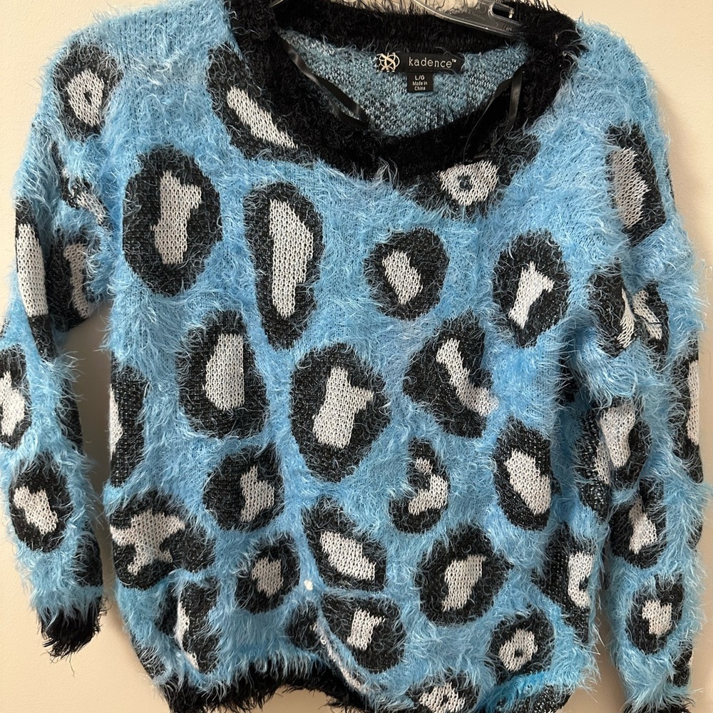 Blue and Black Fuzzy Sweater